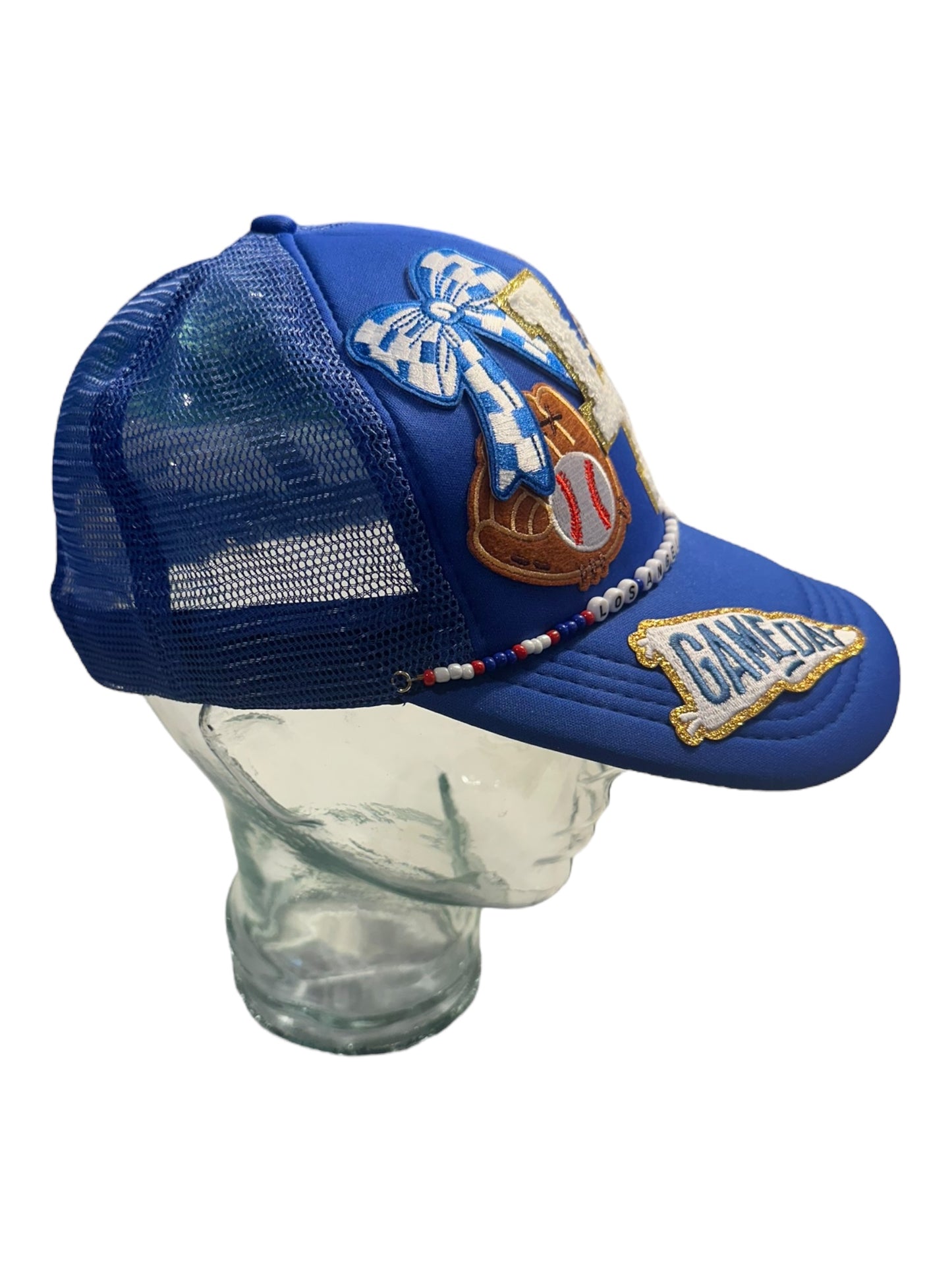 Cutesy Los Angeles Dodgers GameDay Trucker Hat with Beaded Hat Belt