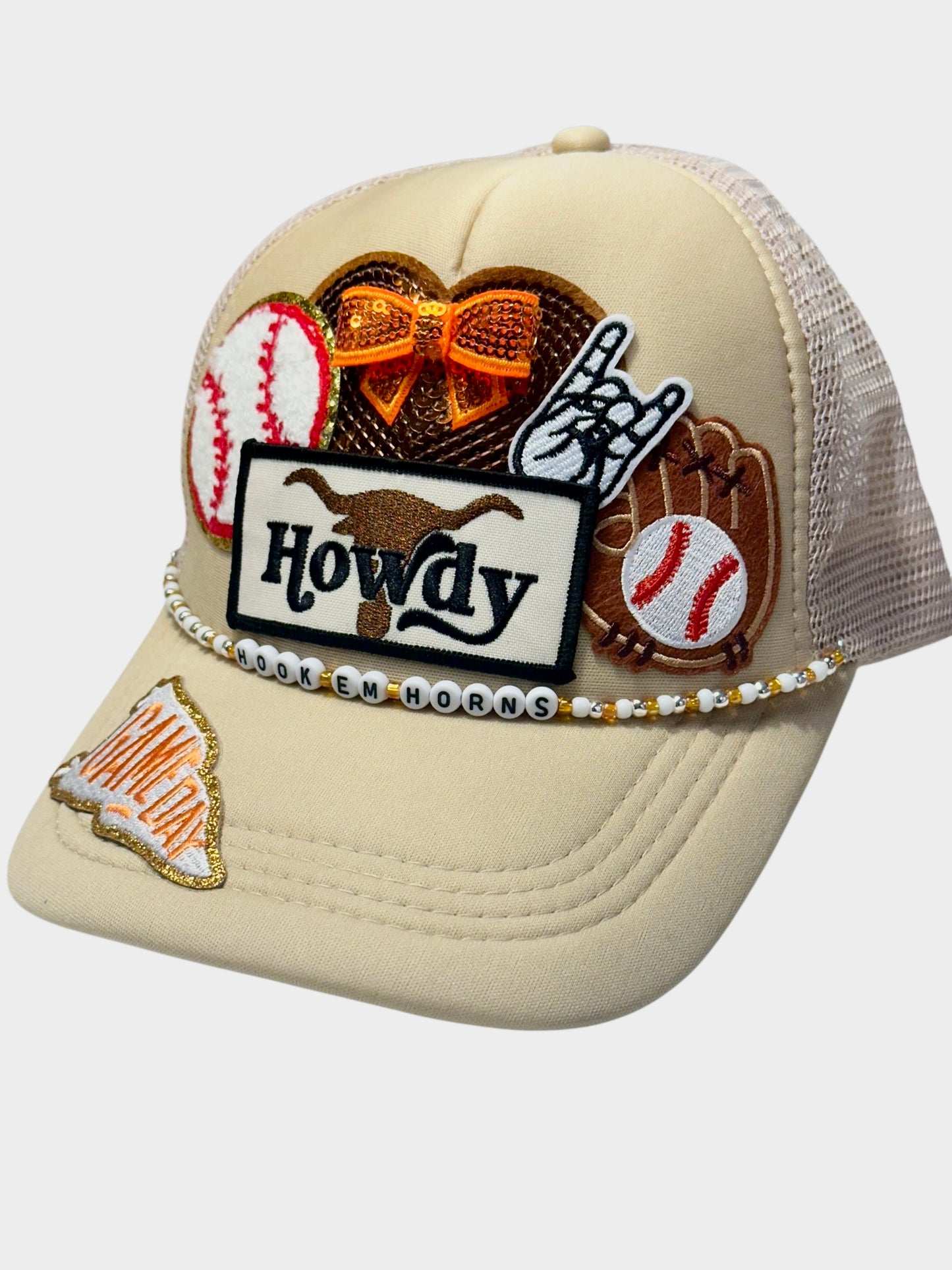 Hook em' Horns Texas Longhorns GameDay Baseball Hat with Beaded Hat Belt