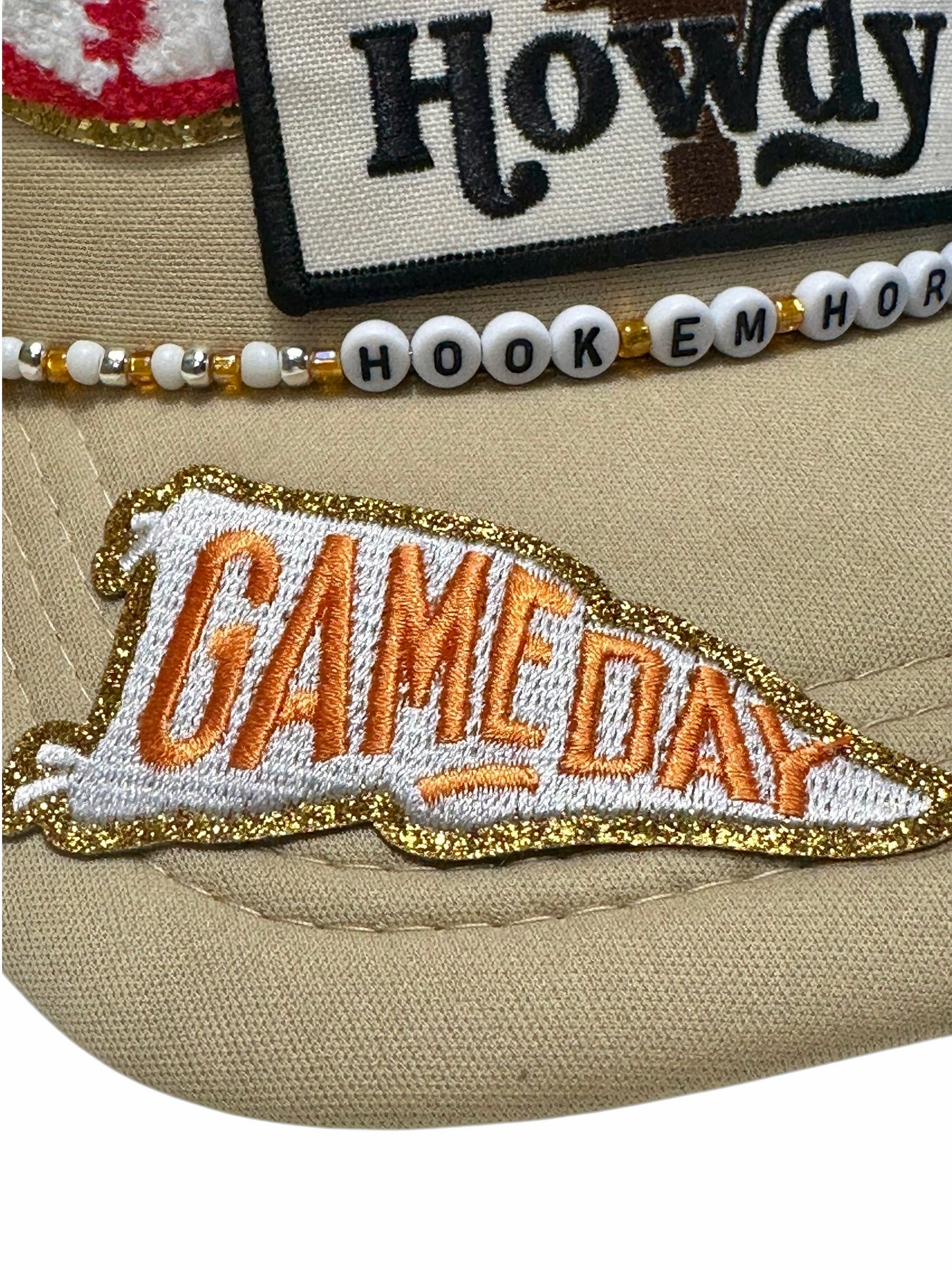 Hook em' Horns Texas Longhorns GameDay Baseball Hat with Beaded Hat Belt