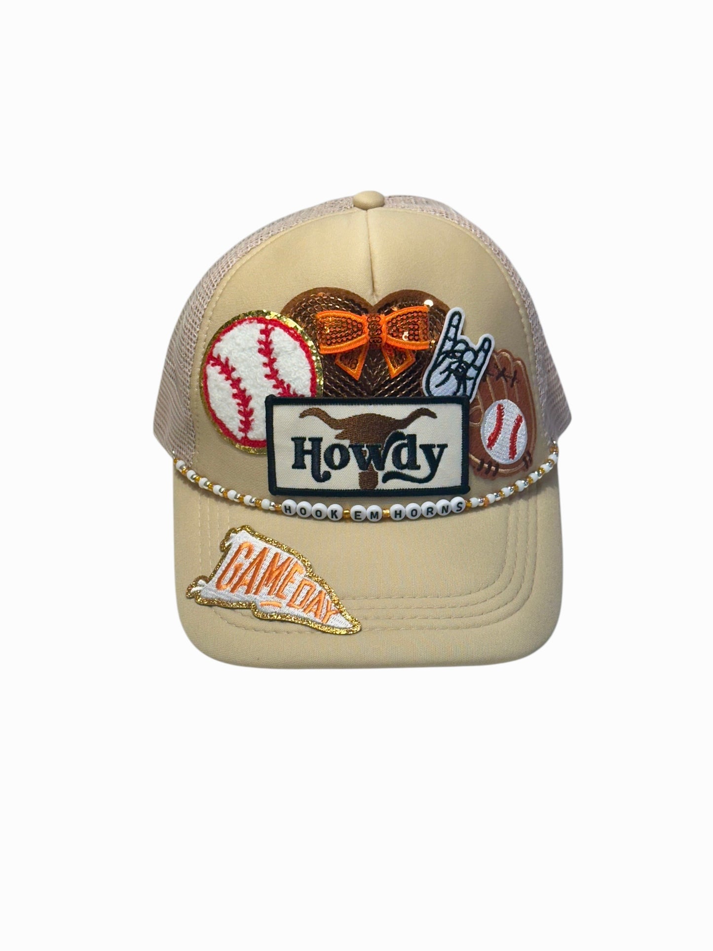 Hook em' Horns Texas Longhorns GameDay Baseball Hat with Beaded Hat Belt