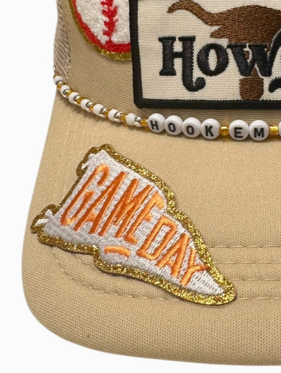 Hook em' Horns Texas Longhorns GameDay Baseball Hat with Beaded Hat Belt