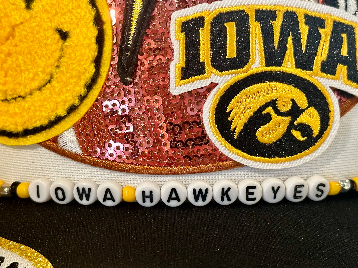 YTK Iowa Hawkeyes GameDay Trucker Hat with Beaded Hat Belt