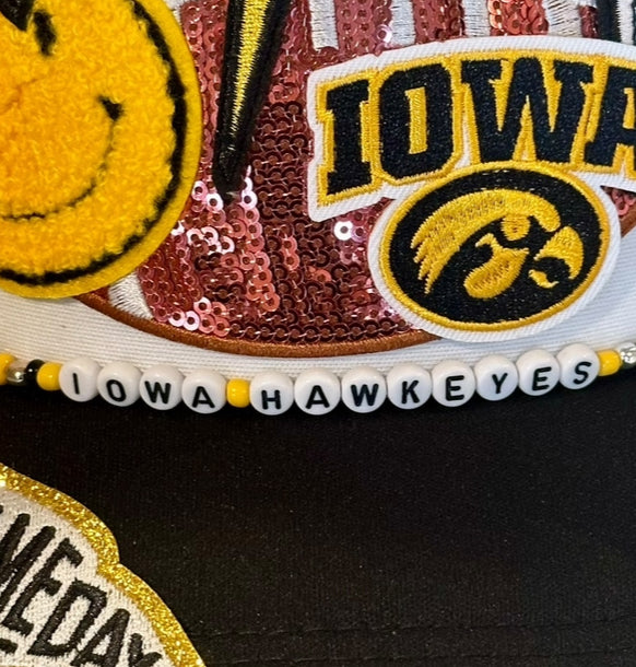 YTK Iowa Hawkeyes GameDay Trucker Hat with Beaded Hat Belt