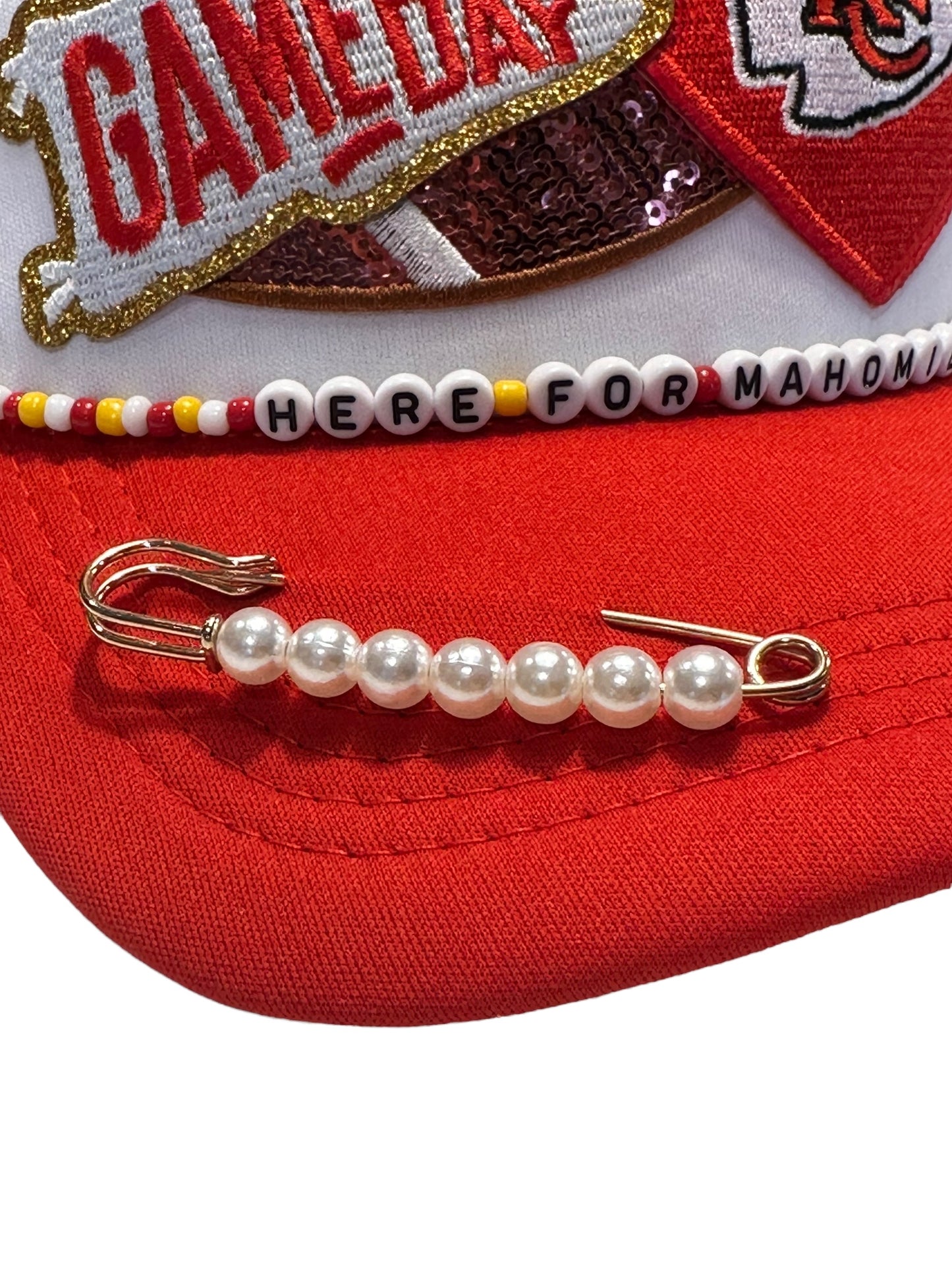 I Love Kansas City Chiefs GameDay Trucker Hat with Beaded Hat Belt