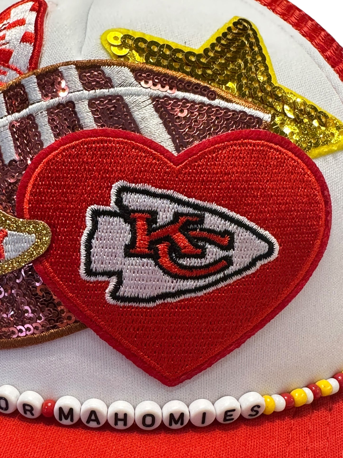 I Love Kansas City Chiefs GameDay Trucker Hat with Beaded Hat Belt