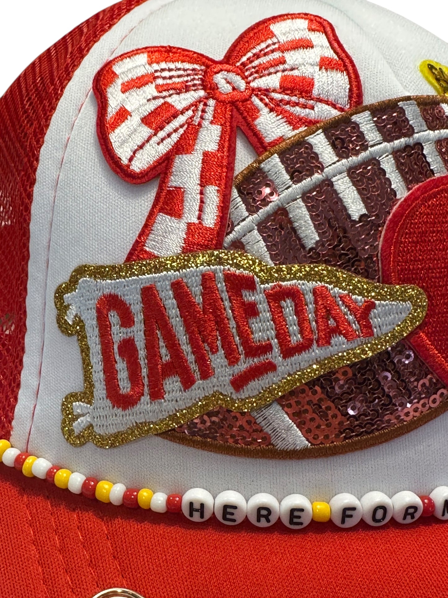 I Love Kansas City Chiefs GameDay Trucker Hat with Beaded Hat Belt