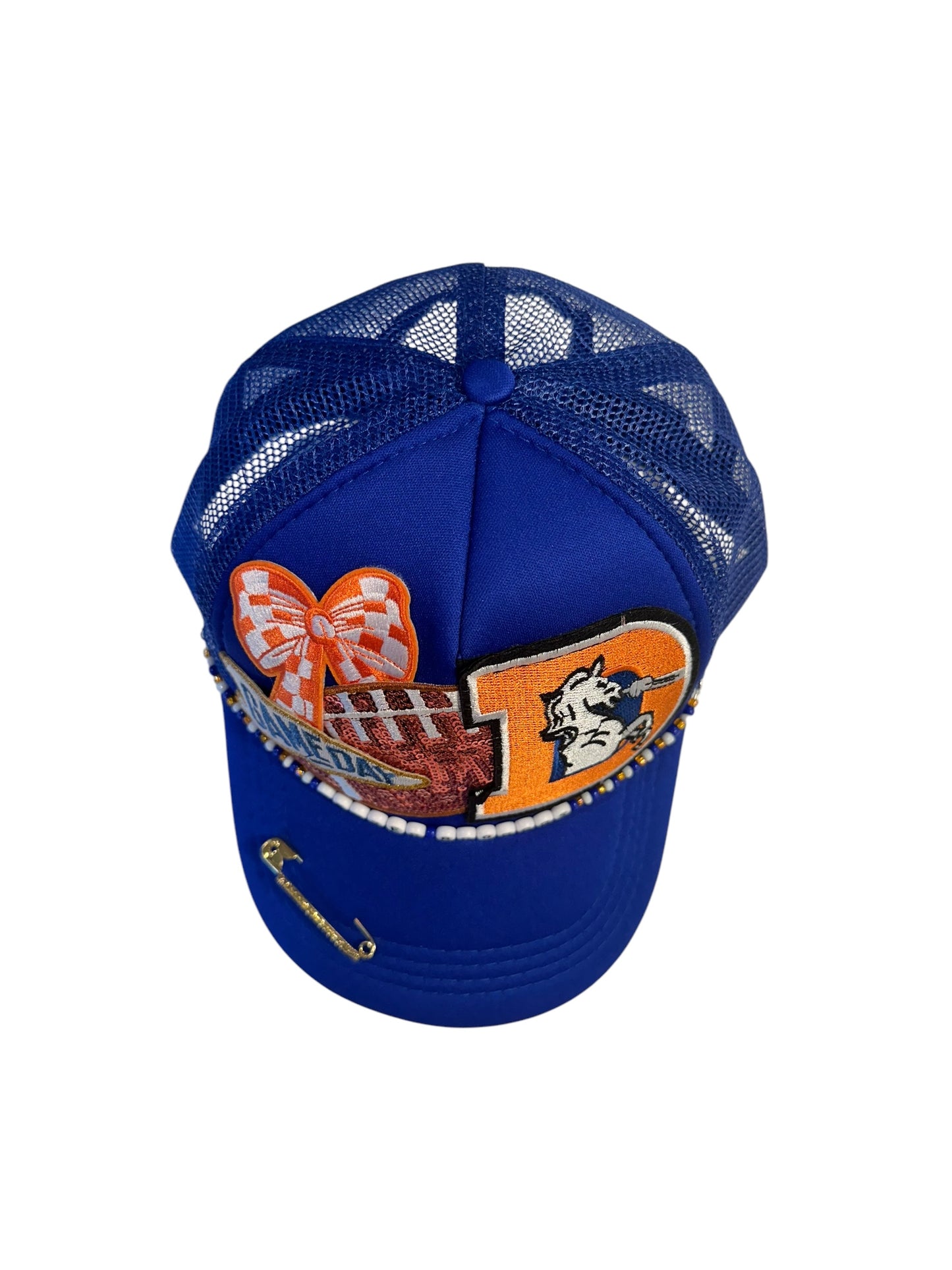 Sequin Denver Broncos GameDay Trucker Hat with Beaded Hat Belt