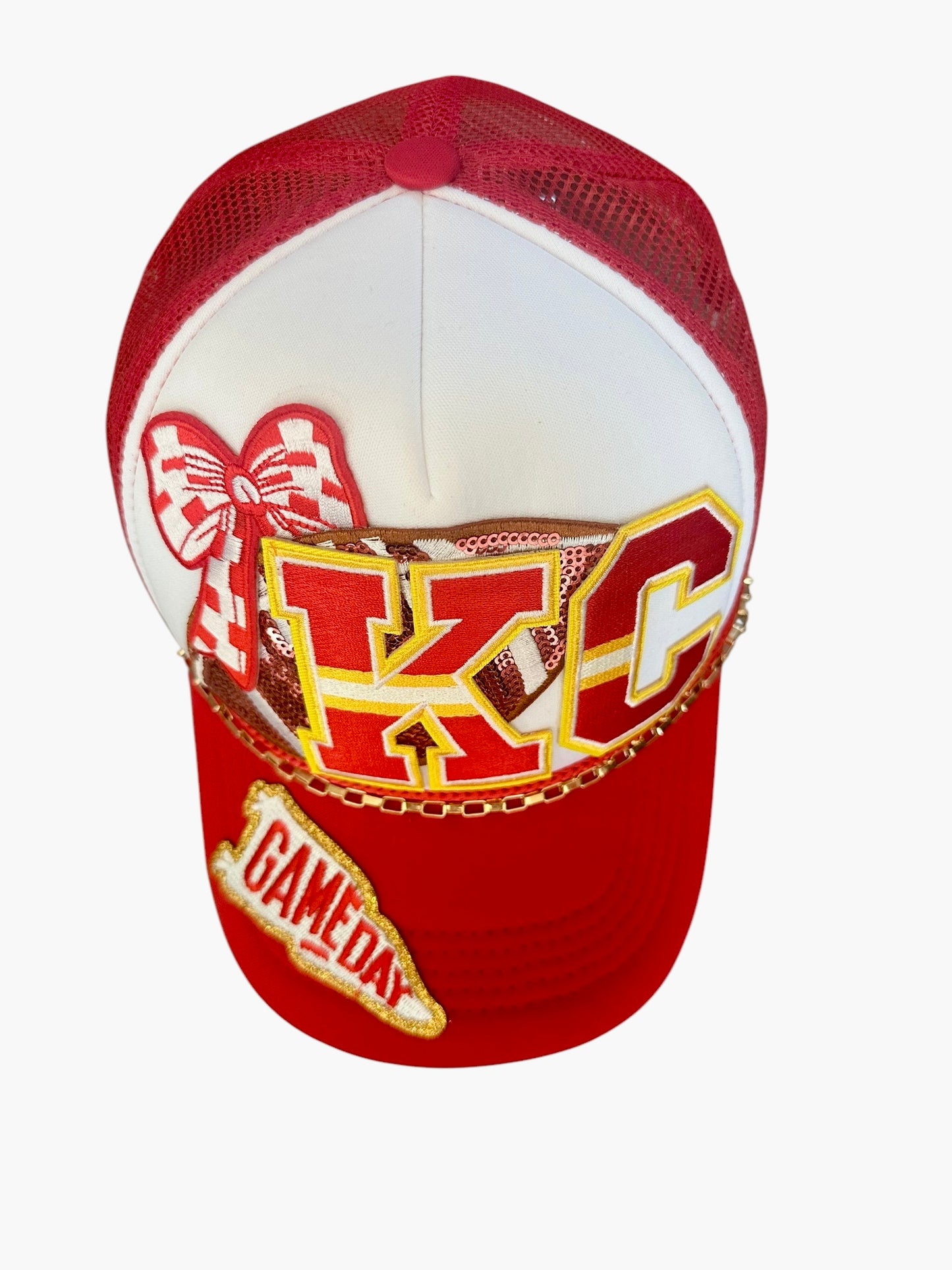 Retro Vibes Kansas City Chiefs GameDay Trucker Hat with Gold Hat Chain