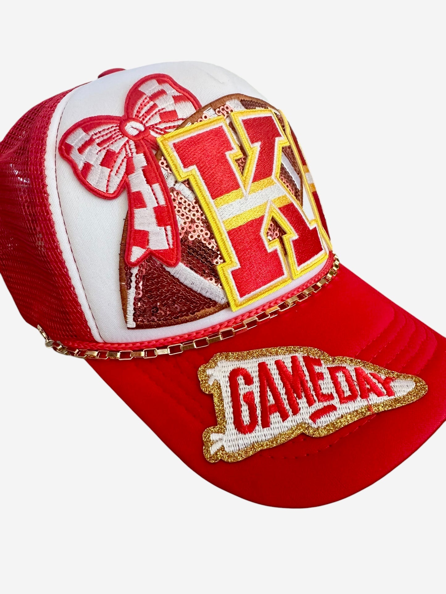 Retro Vibes Kansas City Chiefs GameDay Trucker Hat with Gold Hat Chain