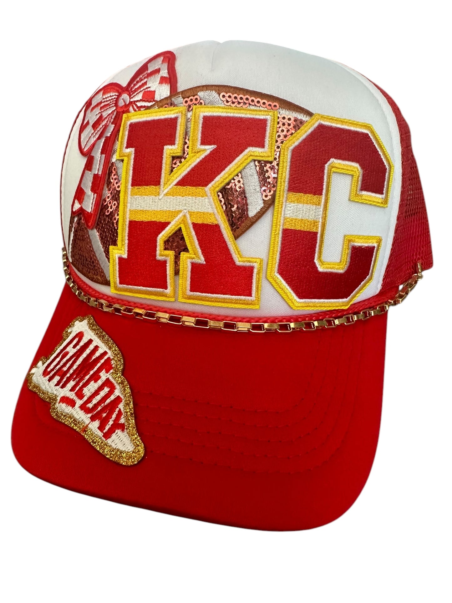 Retro Vibes Kansas City Chiefs GameDay Trucker Hat with Gold Hat Chain