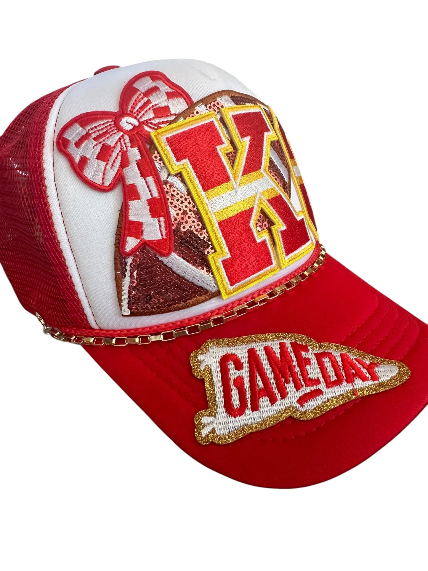 Retro Vibes Kansas City Chiefs GameDay Trucker Hat with Gold Hat Chain