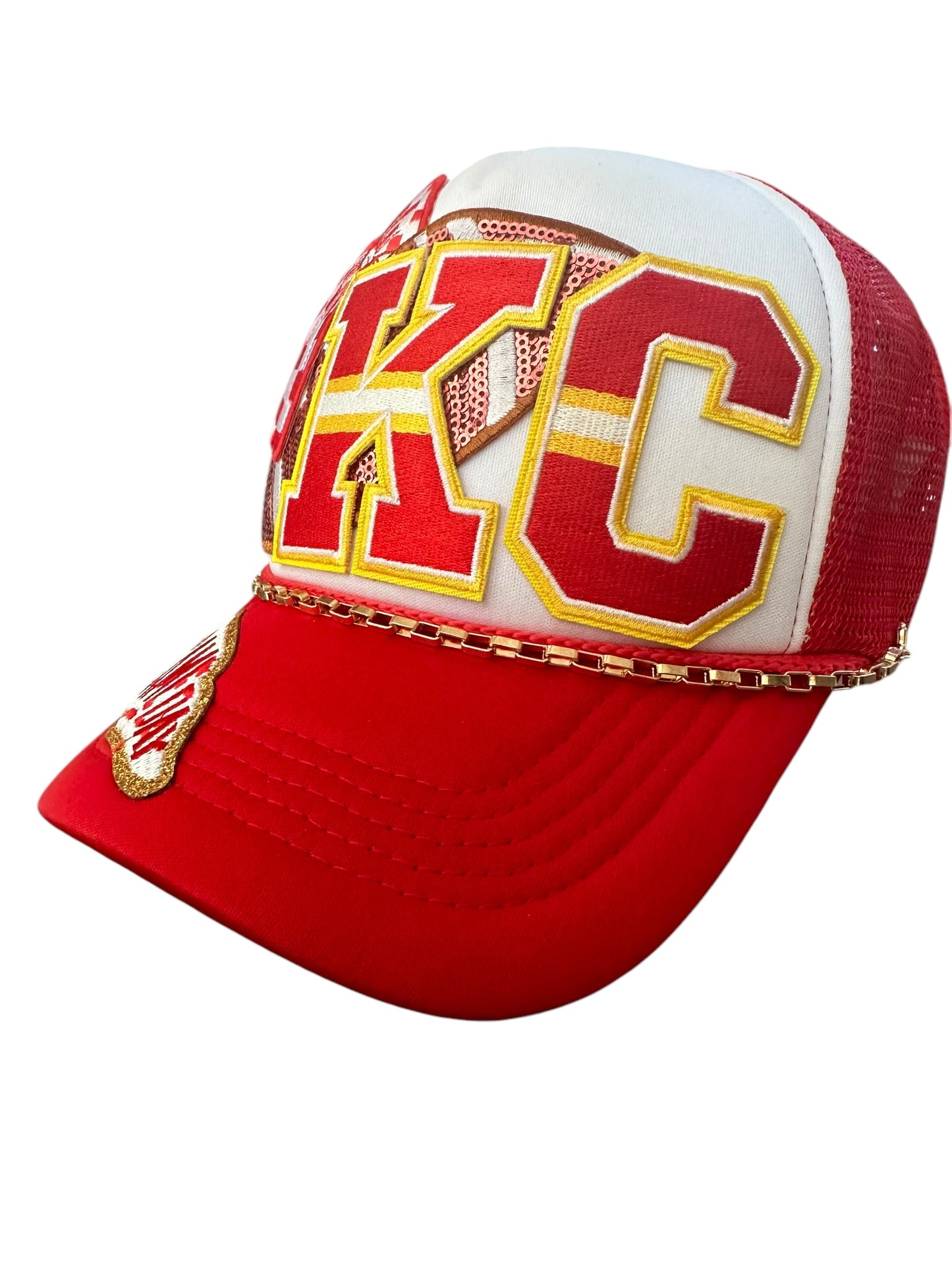 Retro Vibes Kansas City Chiefs GameDay Trucker Hat with Gold Hat Chain